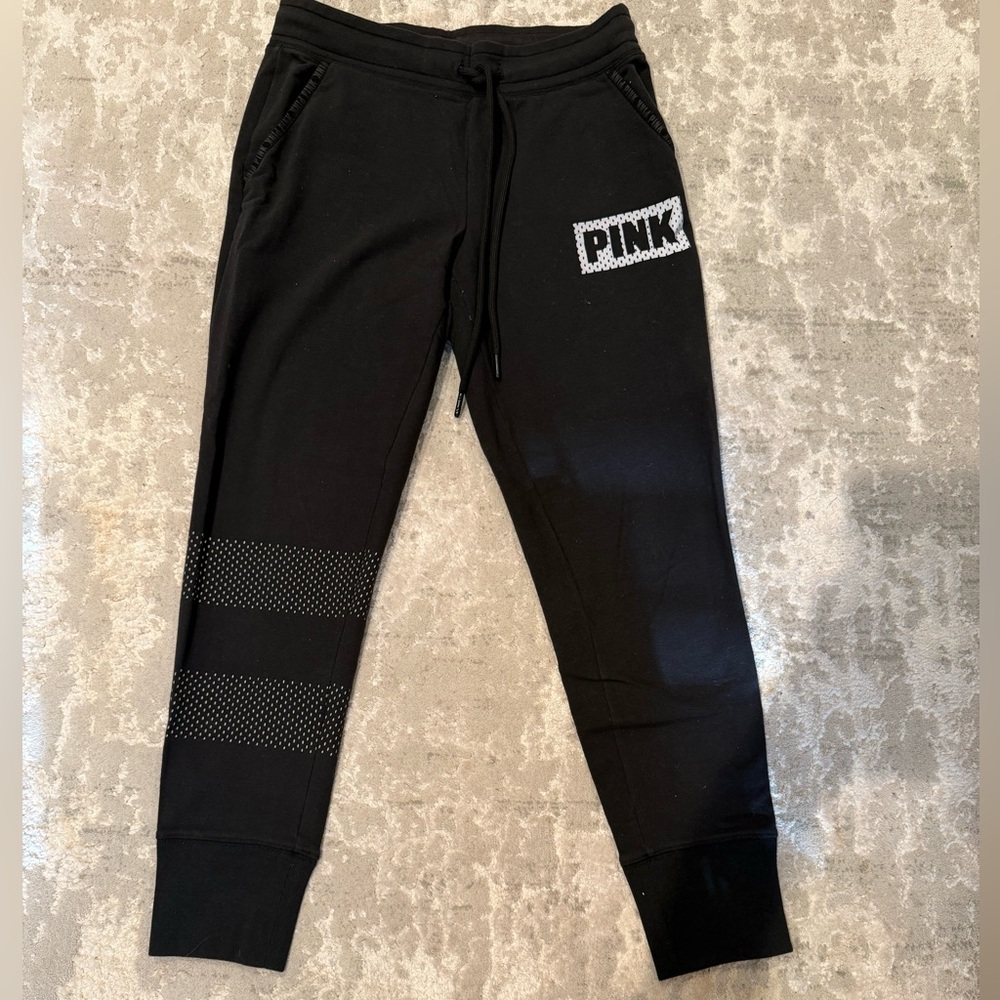 VS PINK Black Joggers with Reflective Accents